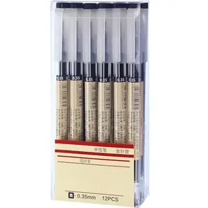 Chinco 12 Pieces 0.35 mm Black Gel Ink Pen Japanese Stationery Extra Fine Chinese Ballpoint Pen for Office School Korean Stationery Supply