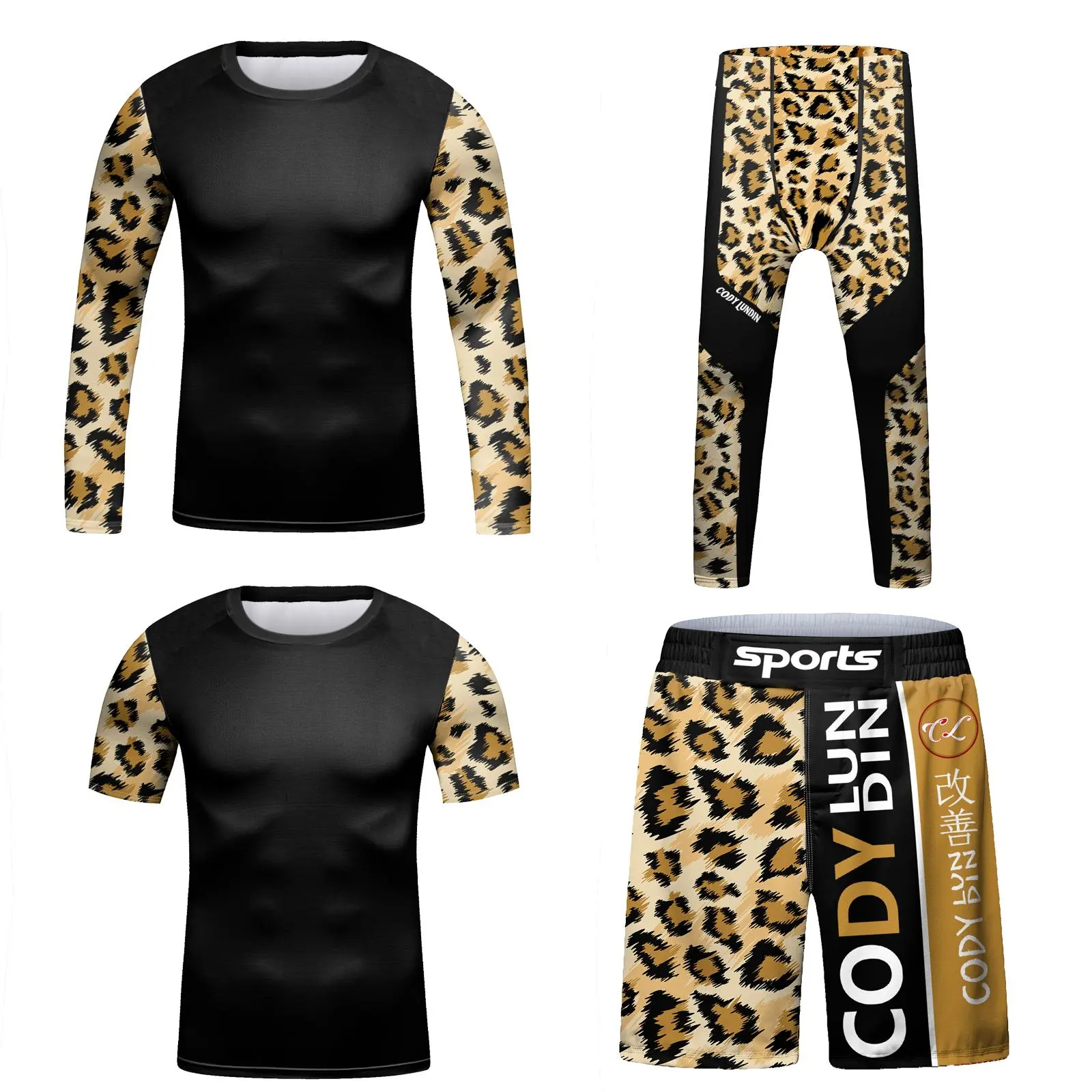 Kids' Thermal Rash Guard Set, 2-Piece Sublimation Print Compression Top & Shorts, Polyester with 12% Elastane for All Seasons Sports