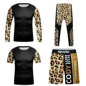 Cody Kids' 4-in-1 Sublimation Print Sportsuit - Fitted Cut, Polyester Mix Thermal Compression Rashguard T-Shirt & BJJ Shorts for Jiu Jitsu, Kickboxing (Kids' Sizes)