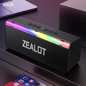 ZEALOTs S72 Wireless Speaker, 20W Wireless Speaker with RGB Light, Rechargeable Speaker with Booming Bass for Mobile Phone/Tablet/TV, Audio