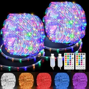 LED Rope Lights Indoor with USB Powered 66Ft (33Ft X 2 Pack) 200 LED String Lights Outdoor with Remote 16 Color Changing Rope Lights for Outside Garden Party Wedding Christmas