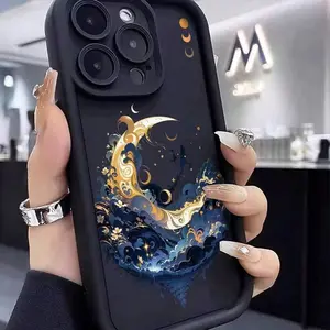 Moon Pattern Phone Case, Anti-drop Shockproof Phone Protective Cover, Phone Accessory Compatible with iPhone 11 12 13 14 15 Pro Max Suitable for Samsung S24 FE