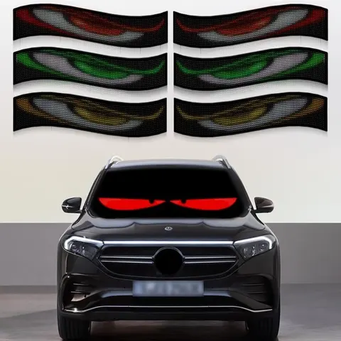 Nfutreon Windshield Devil Eyes LED Light - Programmable, Bluetooth APP Control, Pre-made Animations, Customizable Text Automotive Decorative Accessory, LED Lights Decoration
