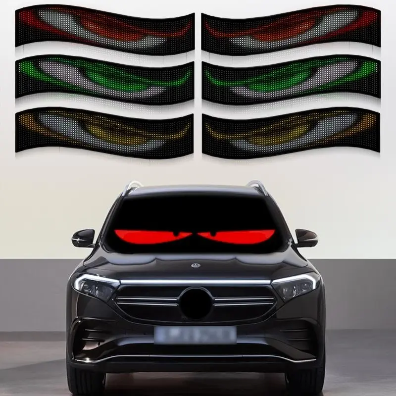 Nfutreon Windshield Devil Eyes LED Light - Programmable, Bluetooth APP Control, Pre-made Animations, Customizable Text Automotive Decorative Accessory, LED Lights Decoration