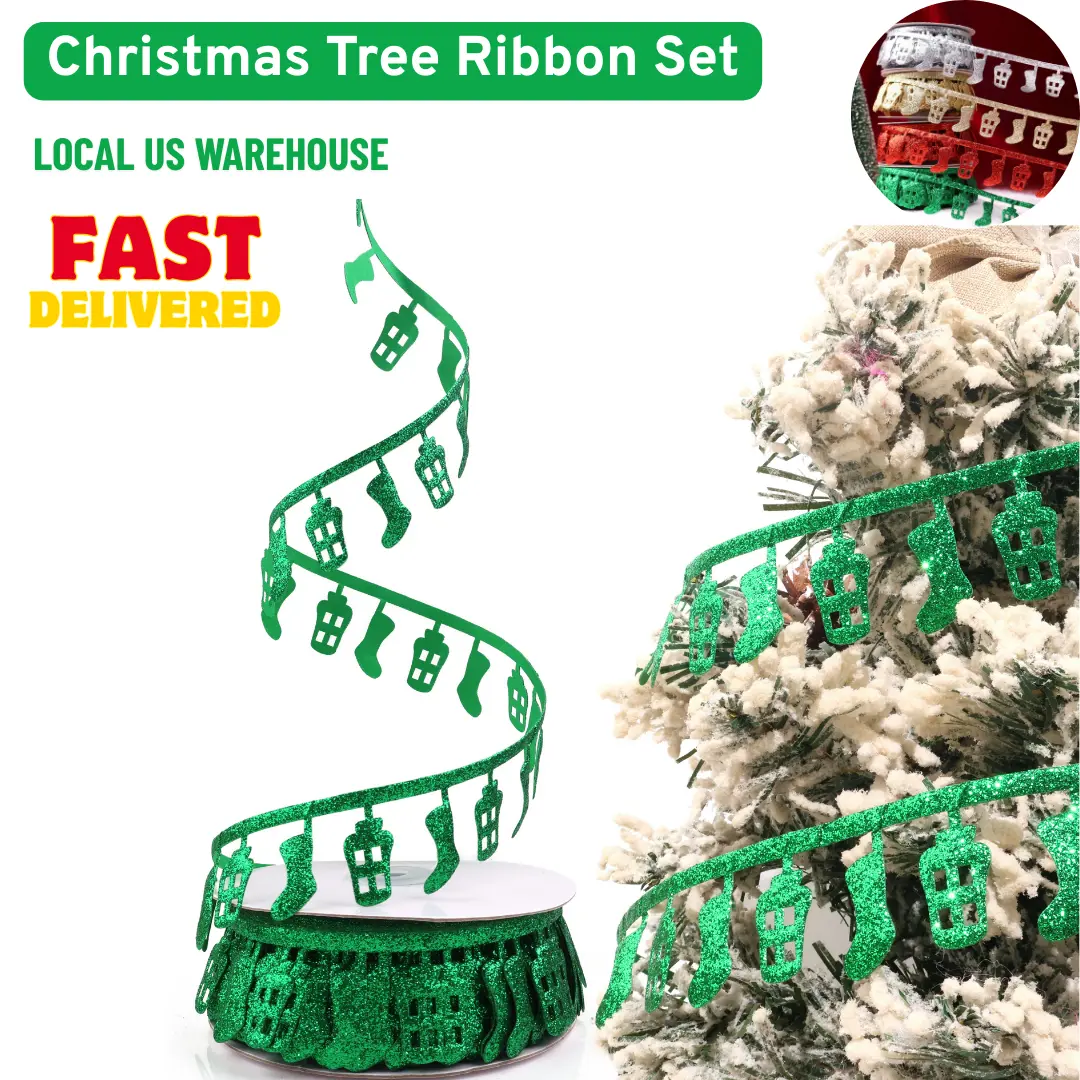 40 Yards, 4 Glitter Colors, new fashionable solid color Festive Christmas Tree Ribbon (4 Rolls) – Perfect for Christmas Tree，Crafts & Wreaths Home Decor Ornaments Decorative Props Party Decoration Artificial Hanging