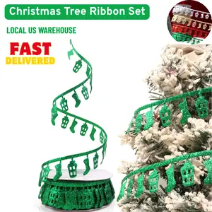 40 Yards, 4 Glitter Colors, new fashionable solid color Festive Christmas Tree Ribbon (4 Rolls) – Perfect for Christmas Tree，Crafts & Wreaths Home Decor Ornaments Decorative Props Party Decoration Artificial Hanging
