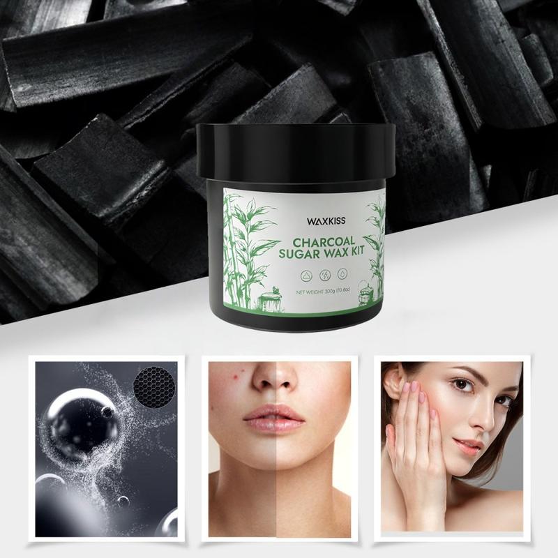 Sugar Waxing Kit, Clean & Easy Charcoal Honey Hair Removal Wax for Personal at Home & Professional at Salon Use, All Skin Types Wax Kit For Women Bikini Face Arms & Legs, Gentle Sugaring Kit - 10.6 oz, 0.66lbs, 300g/Can