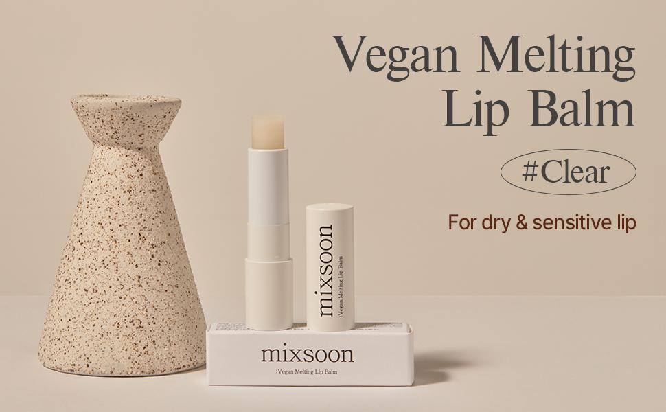 [mixsoon Official Shop] Vegan Melting Lip Balm (Clear) 0.14 oz / 4.1g - Nourishing Lip Balm Stick for Dry Cracked Lips, Korean Skin Care