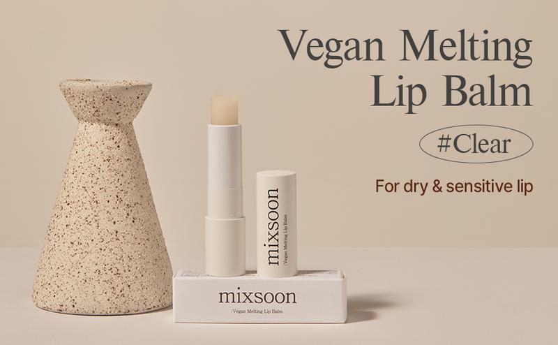 [mixsoon Official Shop] Vegan Melting Lip Balm (Clear) 0.14 oz / 4.1g - Nourishing Lip Balm Stick for Dry Cracked Lips, Korean Skin Care