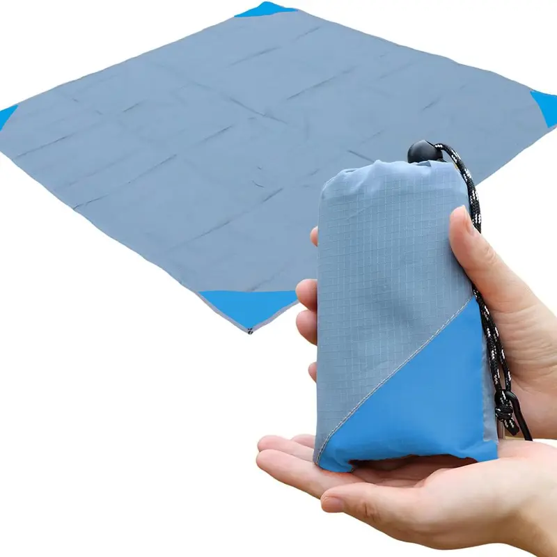 Pocket Picnic Blanket, Sandproof Lightweight Pocket Camping Tarp, 55x 60 Foldable & Fits into Small Bag, Water Resistant Washable Quick Dry Compact Beach Mat for Outdoor Recreation
