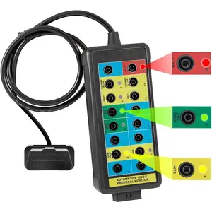 OBD2 Breakout Box with LED Light , Professional 16-Pin OBD Breakout Box, Automotive Electrical Diagnostic Test Tool, Portable Testing Tool