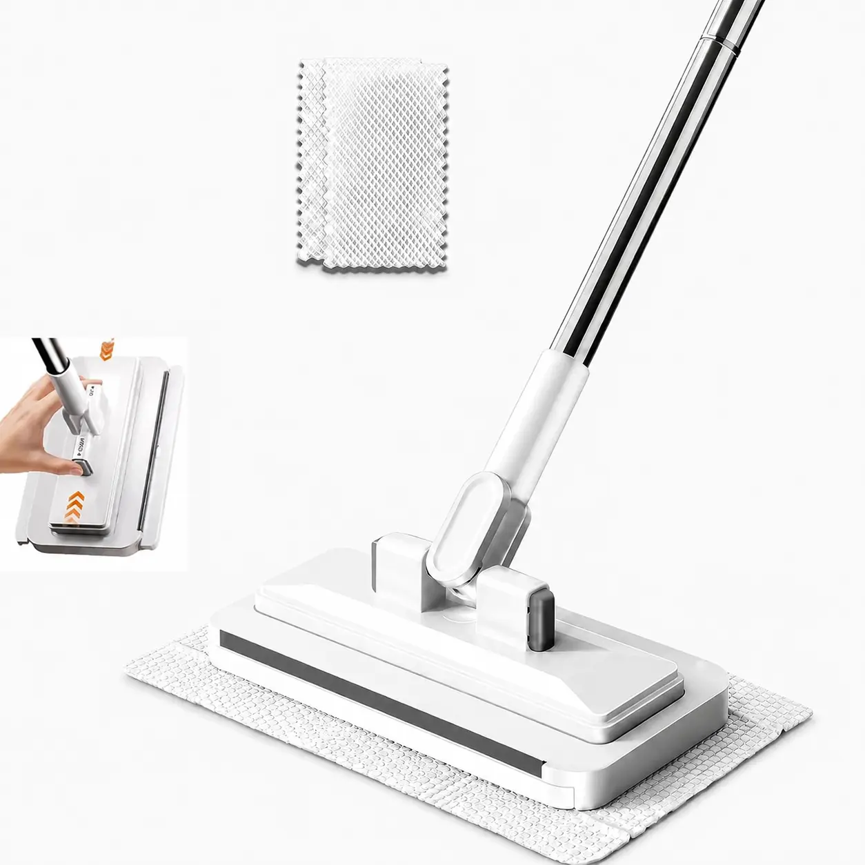 360° Rotatable Flat Floor Mop Hands Free Press Type Mop Multifunctional Household Cleaning Mop For Home Bathroom Kitchen Living Room