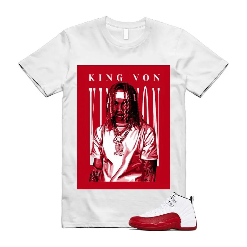 AJ12 Varsity Red White Matching T Shirt, KING VON Graphic Shirt, 90s Hip Hop Tee, Gift For Women and Man, Unisex T-Shirt, Sneaker Head Gift