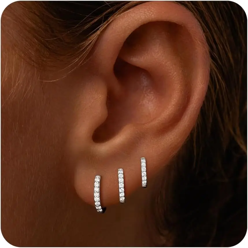 Silver-cz hoops 8 10 12