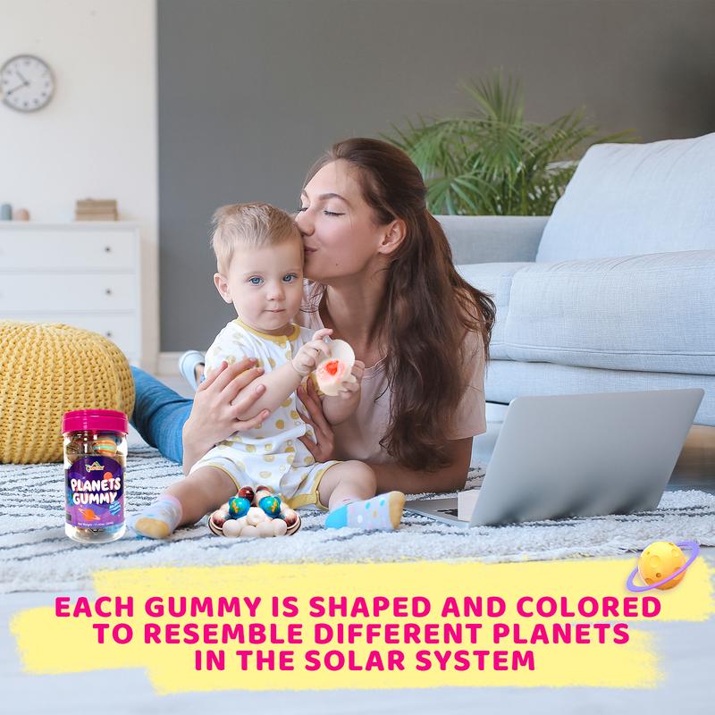 Apexy Planet Gummies - with Fruity Liquid Center 11.42oz Gummy Candy for Halloween, Birthday, Trick Or Treat, Party Candy - Jelly Filled Gummies, Fat Free, Nut Free. 11.42oz (Mixed Planets)  Bonbon Snack Sweet