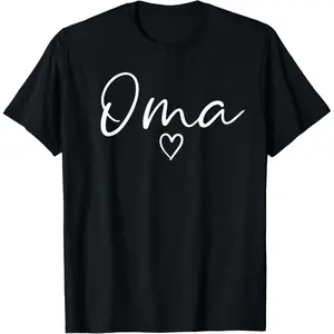 100% Cotton Oma Gifts for Women Grandma Heart Mother's Day Oma T-Shirt