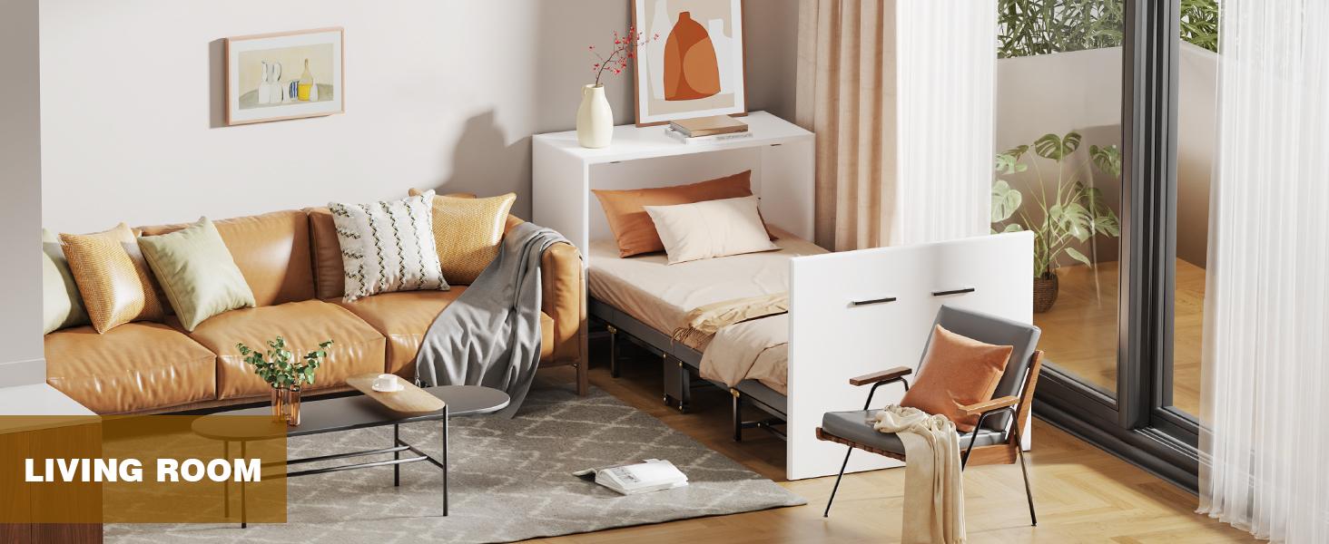 Narrow Twin Murphy Bed with Mattress Included Hideaway Cabinet Tri-Fold Walnut White Foldable Space-Saving Farmhouse Design Easy Assembly Silent Wheels Narrow Twin Murphy Bed with Mattress Included Hideaway Cabinet Tri-Fold Walnut White Foldable Space-Saving Farmhouse Design Easy Assembly Silent Wheels