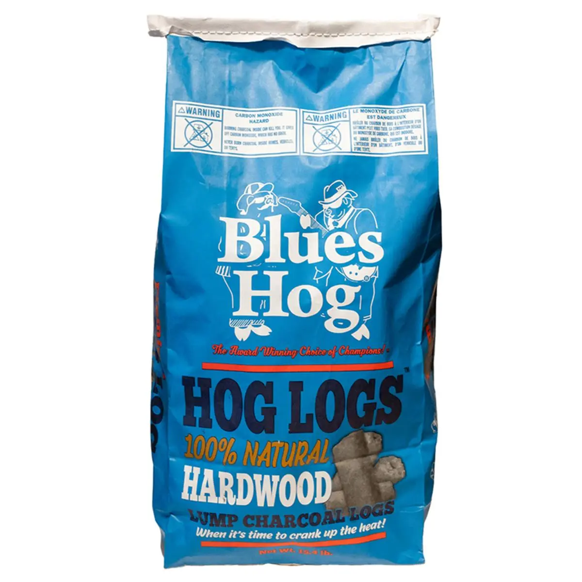 Blues Hog All Natural Hardwood Lump Charcoal Logs, 15.4 lbs, Burn Clean and Hot for Outdoor Cooking & Barbecue Stove Use