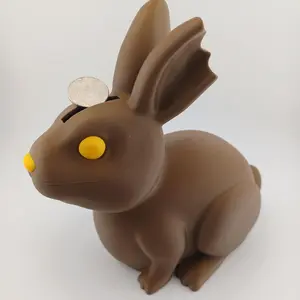 Chocolate Bunny Piggy Bank - Cute Easter Coin Bank - Easter Gift with Decorative Features for Easter Decor - Ornaments