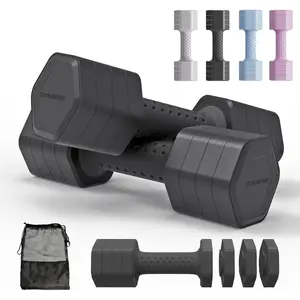 Adjustable Dumbbell Set of 2, 4 in 1 Free Weights, Hand Weights for Women Home, 5 lb Dumbbells with Non-slip Comfort Handle for Home Gym Exercise Workout Training