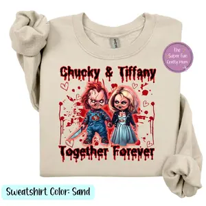 Chucky & Tiffany Football Graphic Shirt Crewneck Hoodie Plus Size Sweatshirt Womenswear Tops Casual