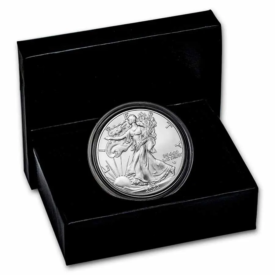 2022-W Burnished Silver Eagle with Box & COA