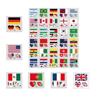 Country Flag Temporary Tattoos 48 PCS Waterproof Soccer Face Decals for Football Fans Sporting Events Watch Parties Stadium Accessories for Kids and Adults