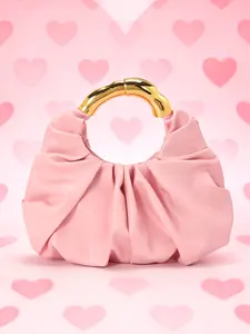 【Mother's Day】Versatile Large-Capacity PU Bag, Women's Evening Clutch, Pleated Cloud-Shaped Bag, Gold Acrylic Handle Tote, Magnetic Closure, Fashion Elegant Handbag. Suitable for evening events, daily commuting, weddings, parties, graduation season