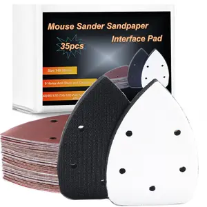 33 count Sand Paper  Sander Sandpaper 60-1500 Grits with 2 count Detail Sander Paper Interface Pad Hook and Loop Triangle Sanding Pads with 5 Holes for 140mm Sanding Machine