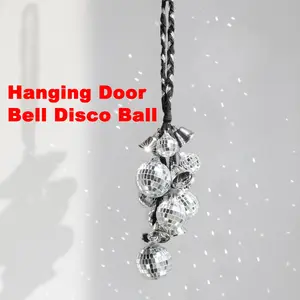 Handmade Disco Ball Witch Bells for Door Handle - Boho Room Decor, Spiritual Protection, Mirror Ball Hanging Ornament for Home Aesthetic, Party Gift