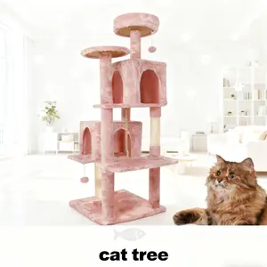 WeCharmer Cat Tree / Tower Premium 58.5-Inch Large Cat Tree for Indoor Cats with Green Leaves, Cozy Plush House & Scratching Posts | Multi-Level Cat Tower, Ultimate Playground