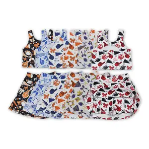 Athletic Tennis Sports Football Girls Set Cute Kids Clohtes,Girls Dress  Cheerleading Uniform Casual Playwear Graphic Shorts Sporty Style