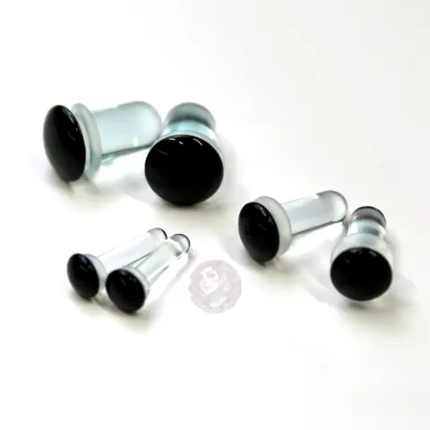 Single Flare Black Glass Pair or Kit– Sizes 1.6mm (14g) to 10mm (00g) for Stretched Ears