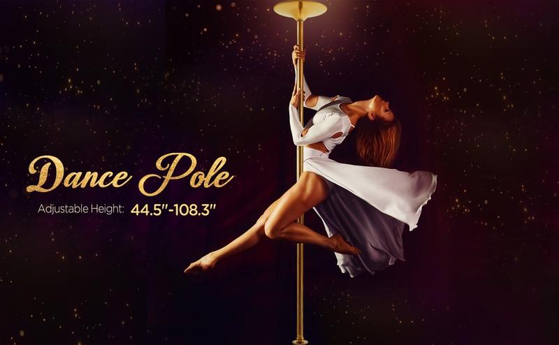 【Valentine Gift】Yaheetech Professional 45mm Portable Chrome Dance Pole, with 2 Modes Spinning Static Dancing Pole For Home Portable Removable Home Dancing Pole, Height Adjustable 7'-9' 【Valentine Gift】Yaheetech Professional 45mm Portable Chrome Dance Pole, with 2 Modes Spinning Static Dancing Pole For Home Portable Removable Home Dancing Pole, Height Adjustable 7'-9'