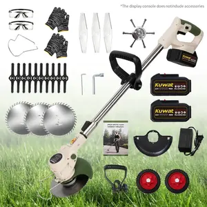 Kuwait Portable Home Cordless Electric Lawnmower with 3 Blade Types & 2 High-capacity Lithium-ion Batteries for Lawns Gardens Yards Tool Men's Gift