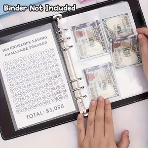 2pcs Transparent Savings Book, 100 Day Envelope Challenge Binder, Cash Envelope Saving Diary, Financial Planning Organizer, Photo Note Receipt Storage