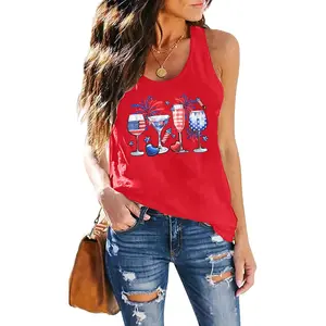 American Flag Tank Tops Women : Wine Glass Graphic Tees 4Th of July Tops Patriotic Shirts Firework Tank Tops KIMSOONG