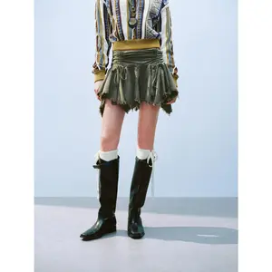 URBAN REVIVO 2026 Viral Ruched Mini A-Line Skirts