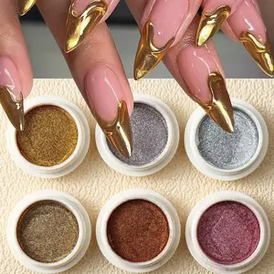 Metallic Nail Art Illuminating Iridescent Glitter Powder, 6 Counts/set Shimmering Nail Decoration Powder, DIY Nail Art Decoration for Women & Girls