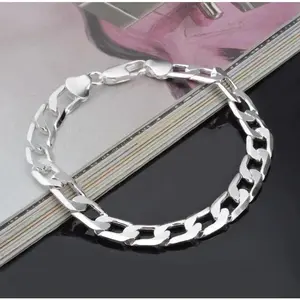 925 Sterling silver Bracelet Sideways Silver Bracelet 6MM8MM10MM Bracelet Men & Women Jewelry