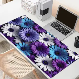 Daisy Floral Pattern Mouse Pad, Rectangle Gaming Mouse Pad with Rubber Base, Office Desk Keyboard Mat for Home Office, Desktop Accessory