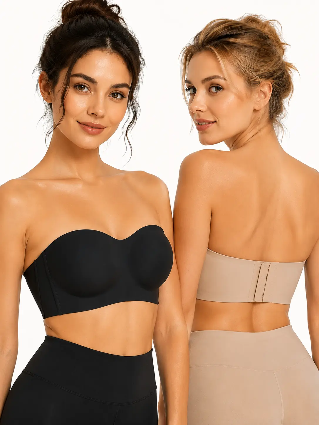 Strapless Seamless Bra for Women, Wireless Non-Slip Bandeau with Detachable Straps, Invisible No Show Everyday Comfort