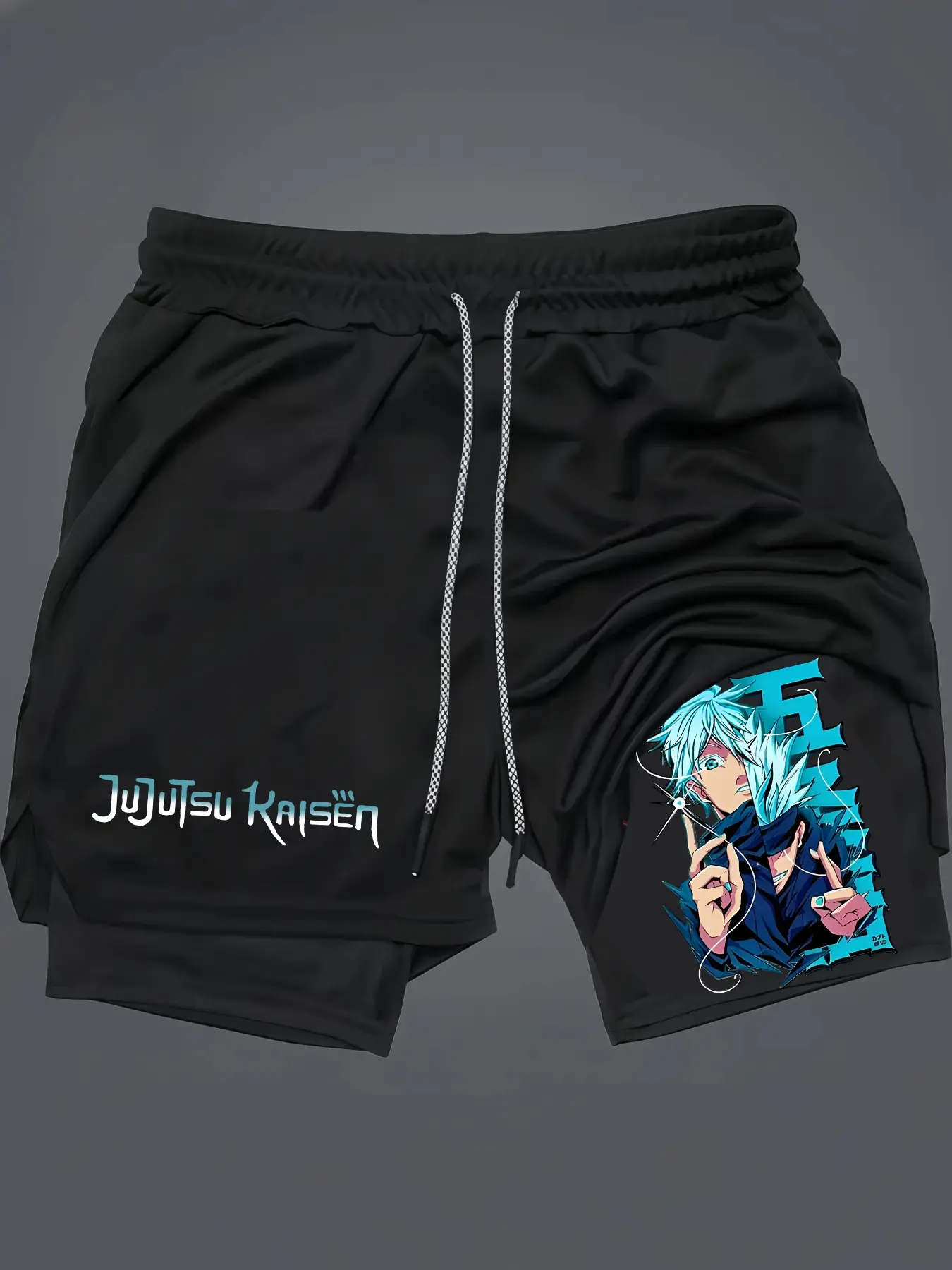 Jujutsu Kaisen 2 in 1 Drawstring Waist Shorts, Quick Dry Swim Trunks, Majin Buu Loose Fit, Casual Pocket Track Shorts for Summer Shorts Men, Swimwear Shorts, Swimtrunks