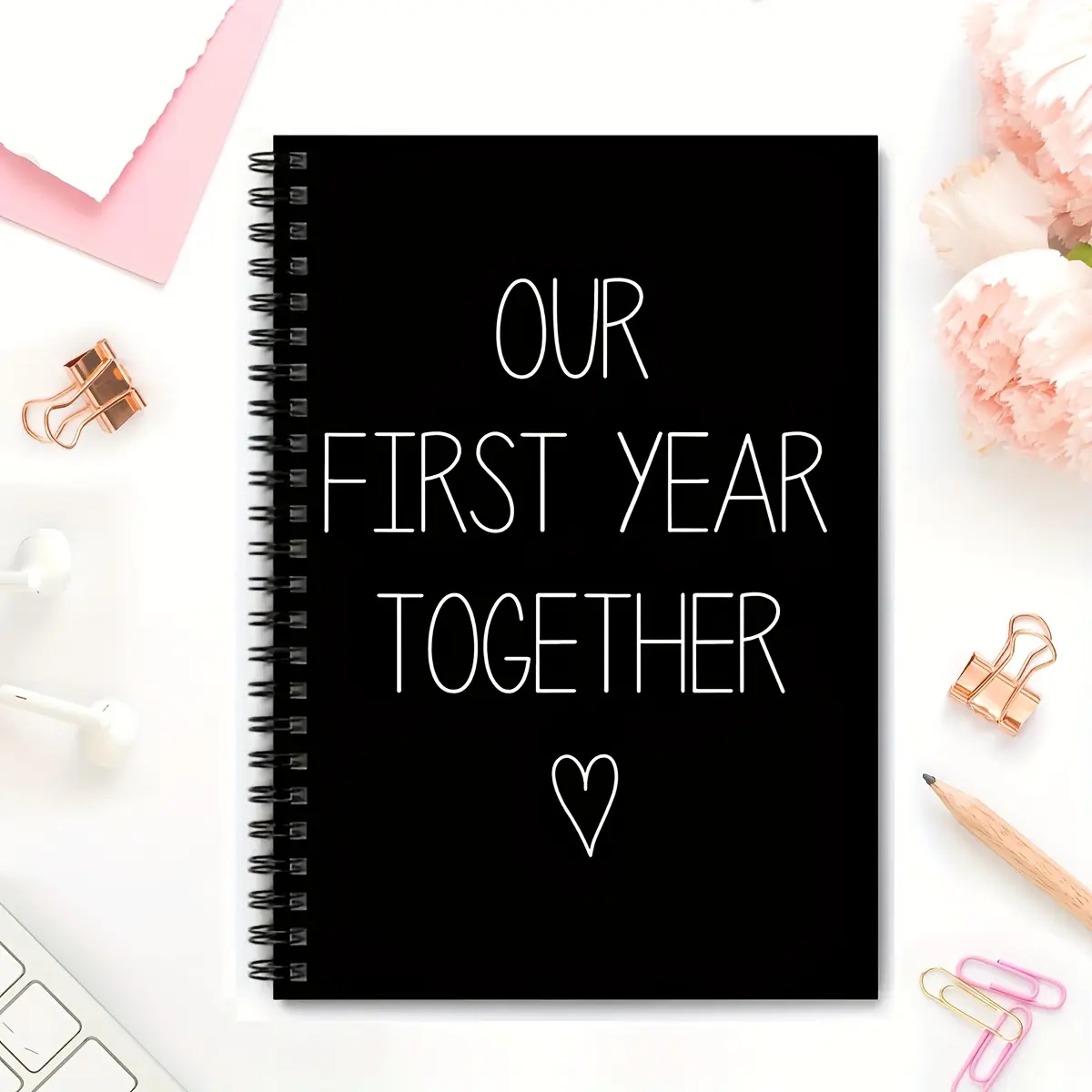 Spiral Notebook, Our First Year Together Lettering Notebook, Commemorative Love Diary for Exchanging Notes Between Couples, Gift for Couple, Spiral Bound Notebook, Anniversary Journal, Spiral Bound Notepad