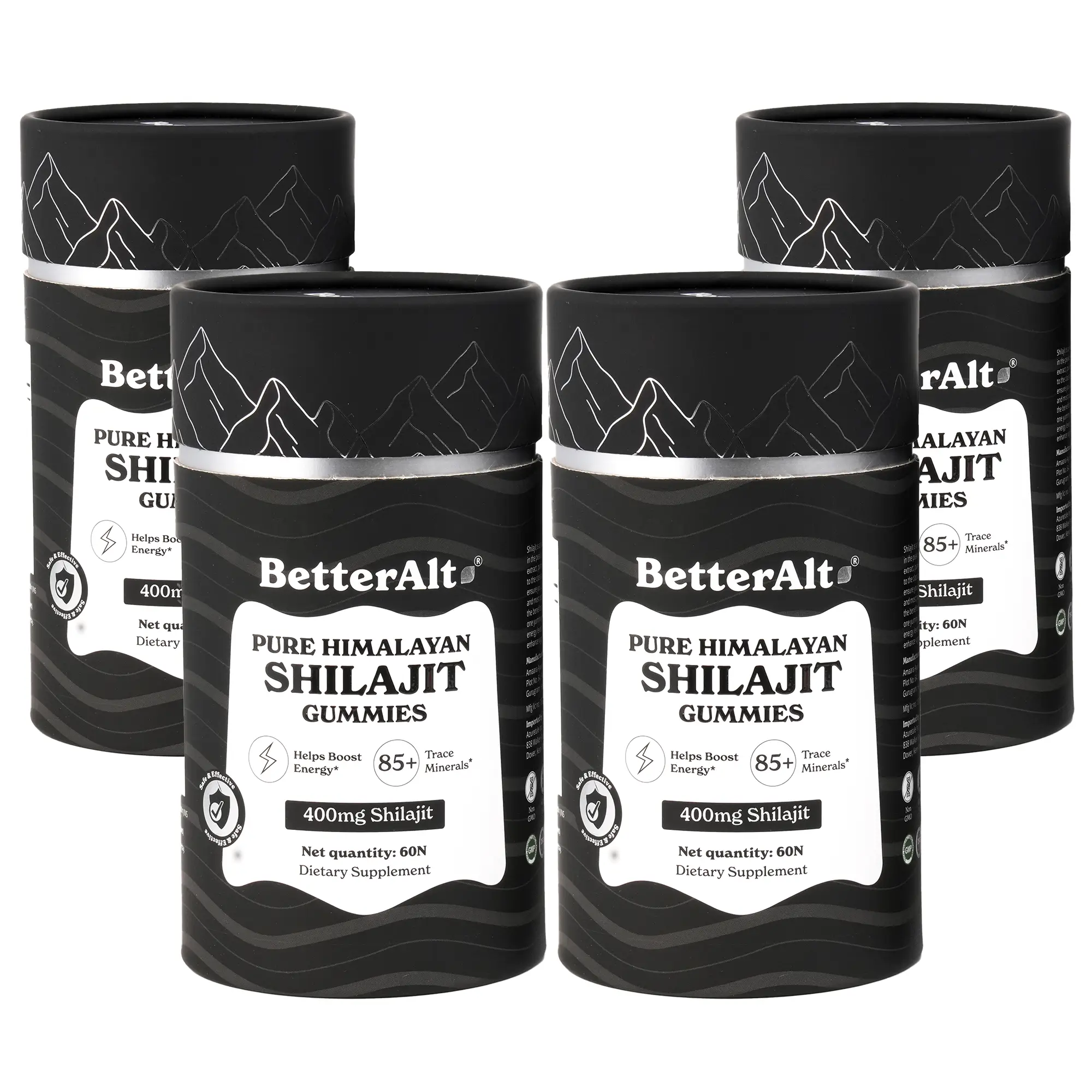 4 Packs of BetterAlt Pure Shilajit Resin Gummies | Tamarind & Mango Flavors | He...