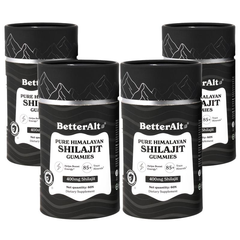 4 Packs of BetterAlt Pure Shilajit Resin Gummies | Tamarind & Mango Flavors | Helps Improve Stamina | Lab-Tested for Purity Healthcare Vitamin