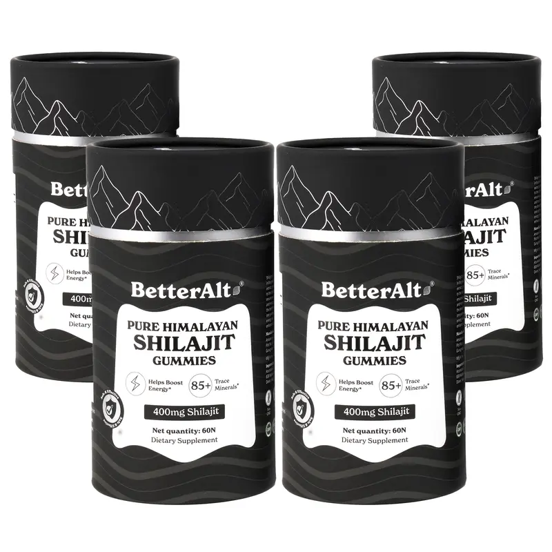4 Packs of BetterAlt Pure Shilajit Resin Gummies | Tamarind & Mango Flavors | Helps Improve Stamina | Lab-Tested for Purity Healthcare Vitamin
