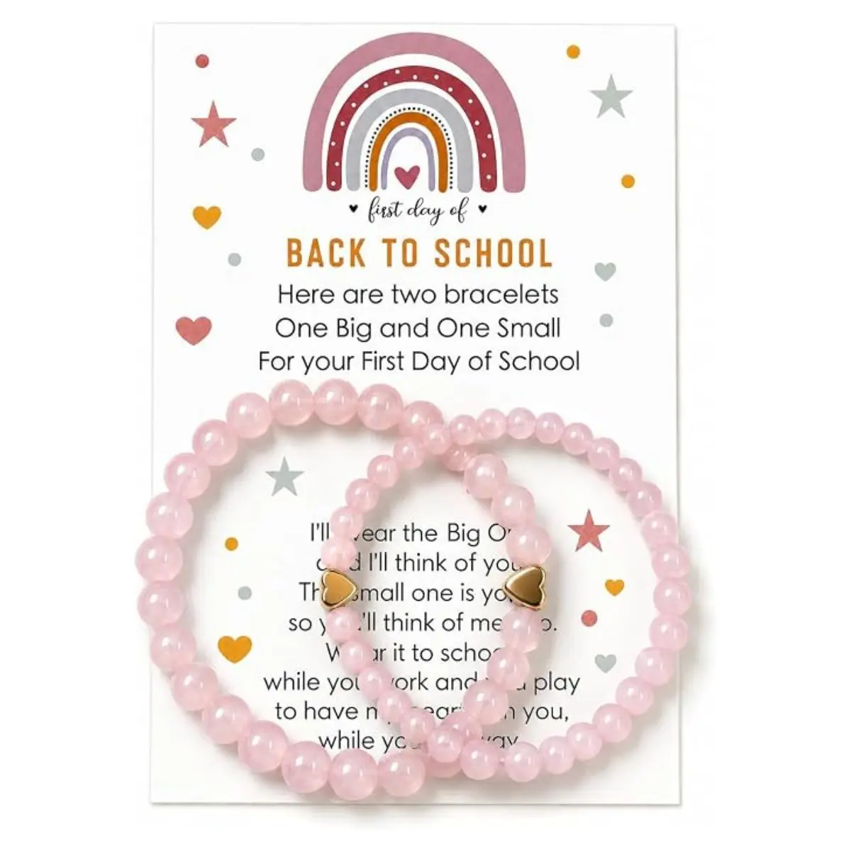 Mommy & Me Heart Bracelets – Matching Elastic Bead Wish Bracelets for Kids and Moms | Back to School