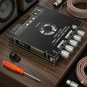 TDA7498E BT5.0 Stereo Amplifier Board 160W+160W+220W Powerful Audio Module with Bass Treble Control Aux/USB Input for Home Car Audio Upgrade