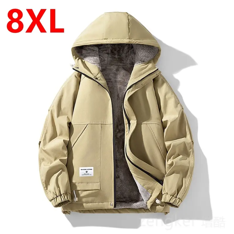 Autumn new men's jackets Padded Thickened Warm Jacket teenage workwear tide loose casual big size hooded punching jacket 8XL 7XL